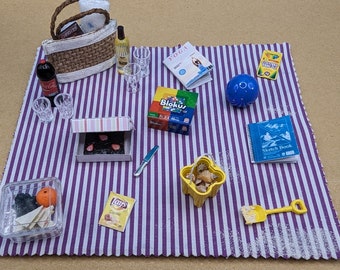 12th scale dollshouse handmade miniature beach/seaside/picnic scene