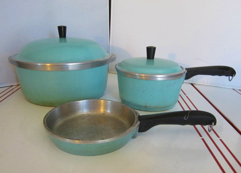 Vintage Aqua Club Cookware1940s1950s5 Piece SetAluminum Etsy