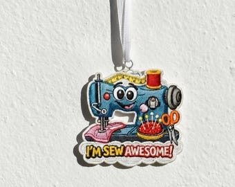 Funny Sewing Machine Ornament | I'm Sew Good Embroidery Design (Digital File