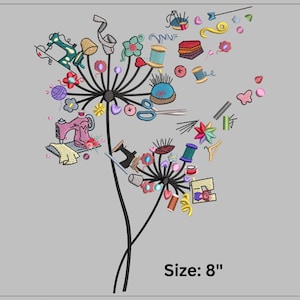 Maskrosbroderidesign med symaskin | Stort blommönster | Direkt nedladdning