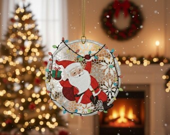 FSL Santa Christmas Ornament | Machine Embroidery Design