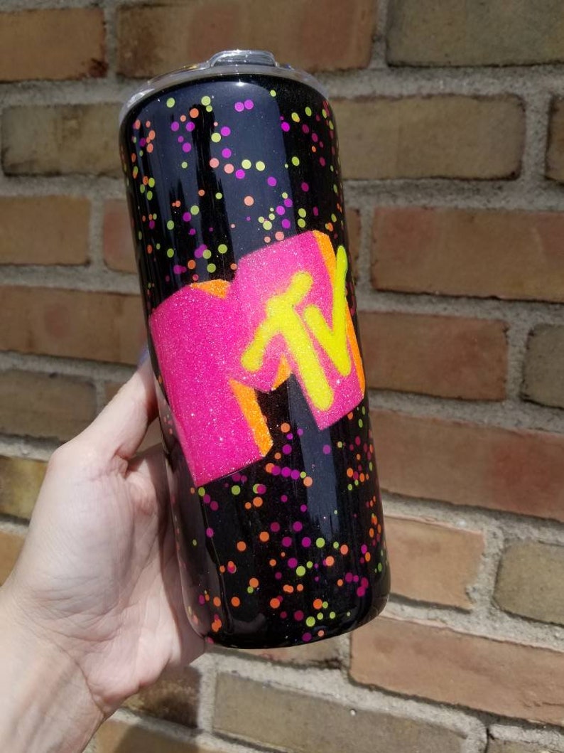 Confetti Tumbler Neon Tumbler Glitter Tumbler Vintage Etsy