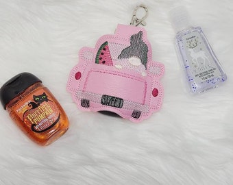 Sanitizer Holder - Vintage Truck - Red Truck - Pink Truck - Sanitizer keeper - Bag Tag - Backpack accessories - Sanitizer Keychain