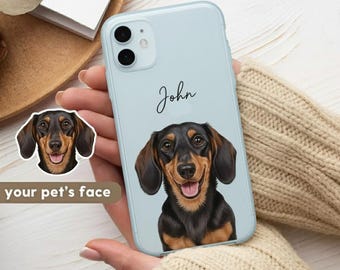 Custom Pet Phone Case - Personalized Dog or Cat Portrait Case, Custom Phone Cover with Pet Photo, Gift for Pet Lovers