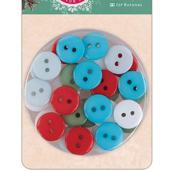 30 Christmas Plastic Buttons - New Stock - Papermania Bellisima