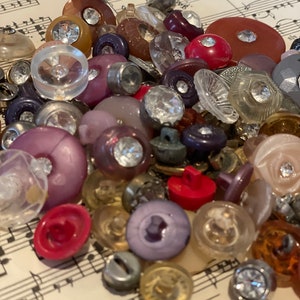 20 Random Rhinestone Buttons - Bulk, Mixed Lot - Plastic, Metal, Mixed Materials