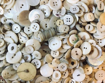 80 Random Vintage/Antique Mother of Pearl Buttons - Bulk, Mixed Lot