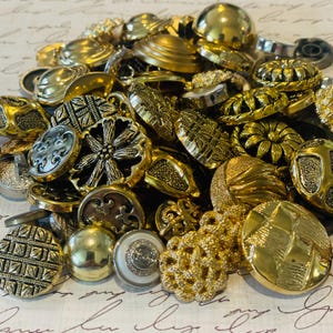 20 Random Vintage/Newer Metalized Plastic Buttons - Bulk, Mixed Lot