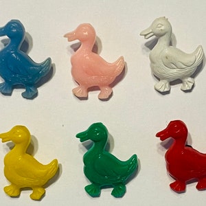 Vintage Plastic Kiddie Buttons - Ducks - Goofy, Realistic - 1 Button, You Choose Color