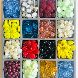 5 Vintage Colored Czech Glass Buttons - NOS - Small to Medium Sized