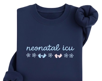 Neonatal ICU Embroidered Sweatshirt, NICU Nurse Crewneck, Minimal Medical Sweatshirt