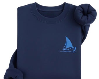 Embroidered Sailboat Sweatshirt, Nautical Crewneck, Sailing Sweatshirt, Boat Lover Gift, Coastal Sweatshirt, Sailor Gift