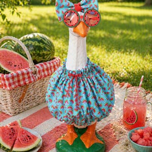 Watermelon Porch Goose Outfit – Bright Summer Goose Decor