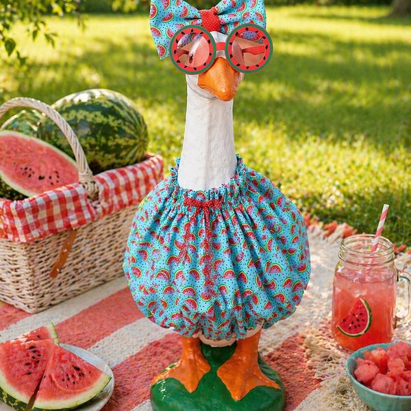 Watermelon Porch Goose Outfit – Bright Summer Goose Decor