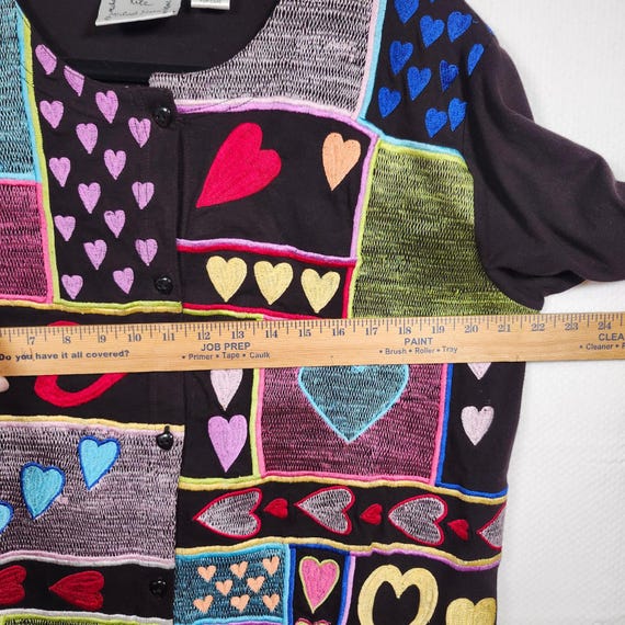 Michael Simon Lite Patchwork Heart Embroidered Bu… - image 9