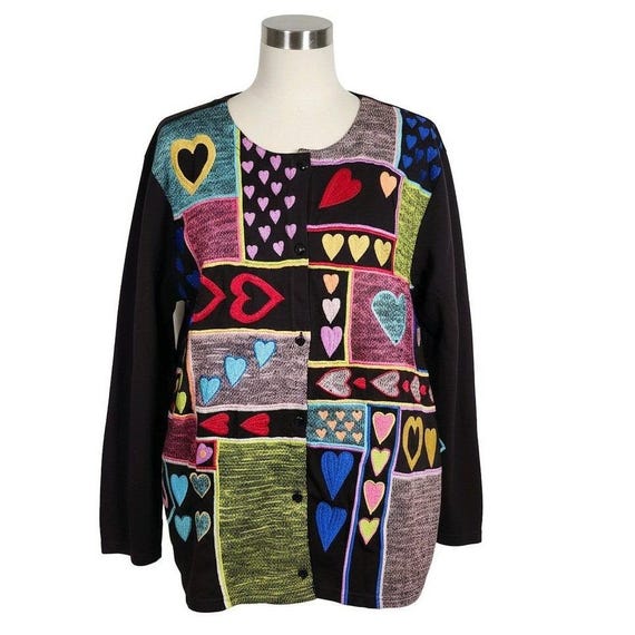 Michael Simon Lite Patchwork Heart Embroidered Bu… - image 2