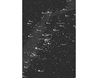 Póster de mapa estelar de galaxia / Impresión de constelación celestial / Arte mural astronómico