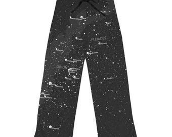 Women's Galaxy Pajama Pants | Dark Celestial Star Map Pajamas | Astronomy Loungewear