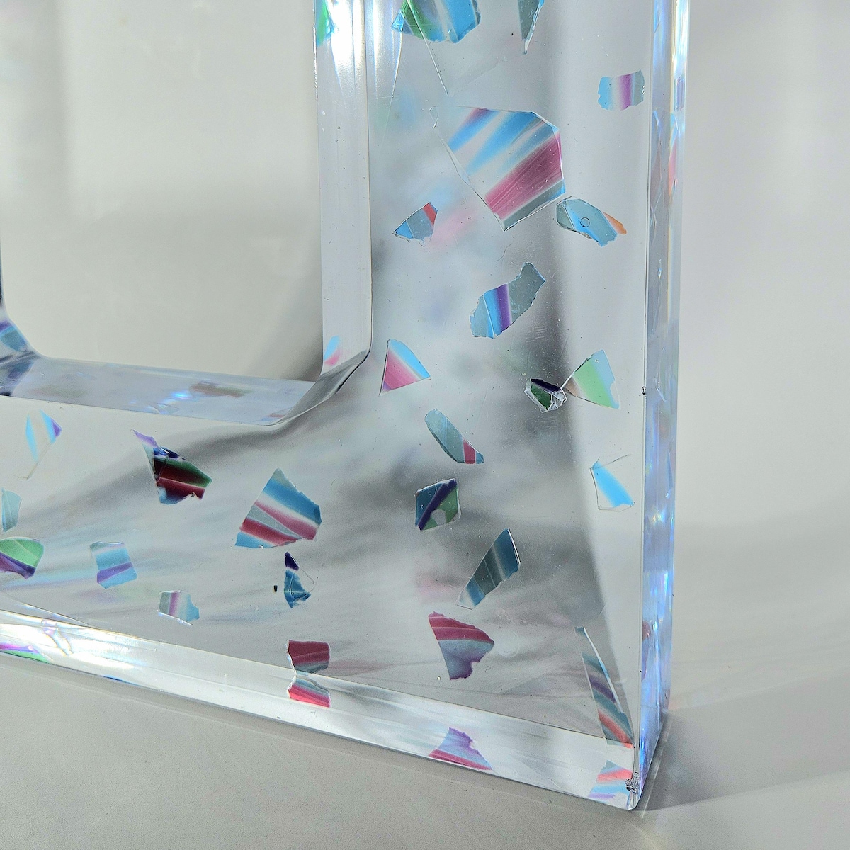 Smashed wedding glass photo frame: jewish wedding keepsake resin art