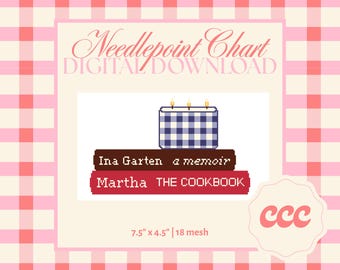 Cookbook Stack Needlepoint Pattern - Martha & Ina (Digital Download)