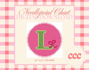 Letter L Needlepoint Pattern – Monogram Ribbon Chart (Digital Download)