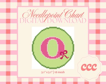 Letter O Needlepoint Pattern – Monogram Ribbon Chart (Digital Download)