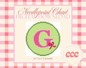 Letter G Needlepoint Pattern – Monogram Ribbon Chart (Digital Download)