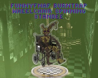 Figura de cartón giratoria y divertida de Burntrap en silla de ruedas de FNAF