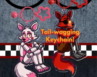 Llavero de FNAF: ¡Foxy, Mangle y Lolbit meneando la cola!