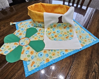Candle Mat, Bread Basket, Dish Mat, Hand Towel Collection 4 Piece Set