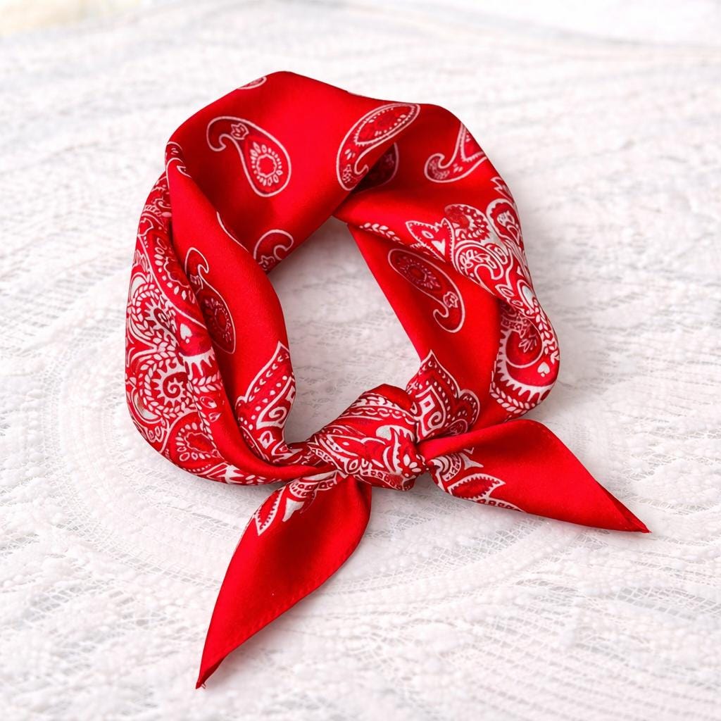 Vintage Silk Scarf Red - Etsy display picture 2