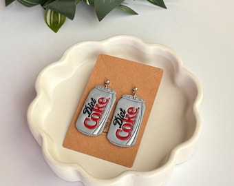 Diet Cola Earrings | Mini Soda Can Clay Earrings | Funny Statement Earrings | Girly Handmade Jewelry | Soda Lover Gift