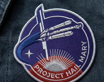 Project Hail Mary Embroidered Iron On Patch Space Mission Sci-Fi Rocket Patch