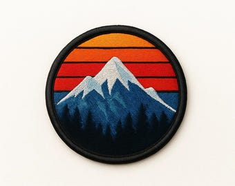 Retro Mountain 70s Patch–Hiking Camping Travel Iron-On or Sew-On Motivational