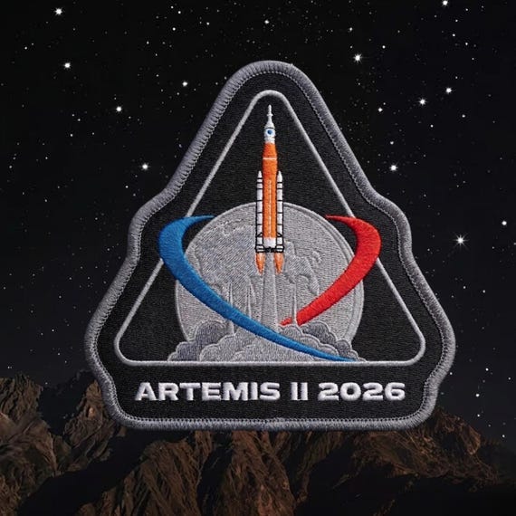 NASA Artemis 2 Mission Embroidery Patch Space Lunar Astronaut Souvenir Gif Iron On Badge