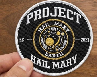 Project Hail Mary Embroidered Iron On Patch Space Mission Sci-Fi Rocket Patch
