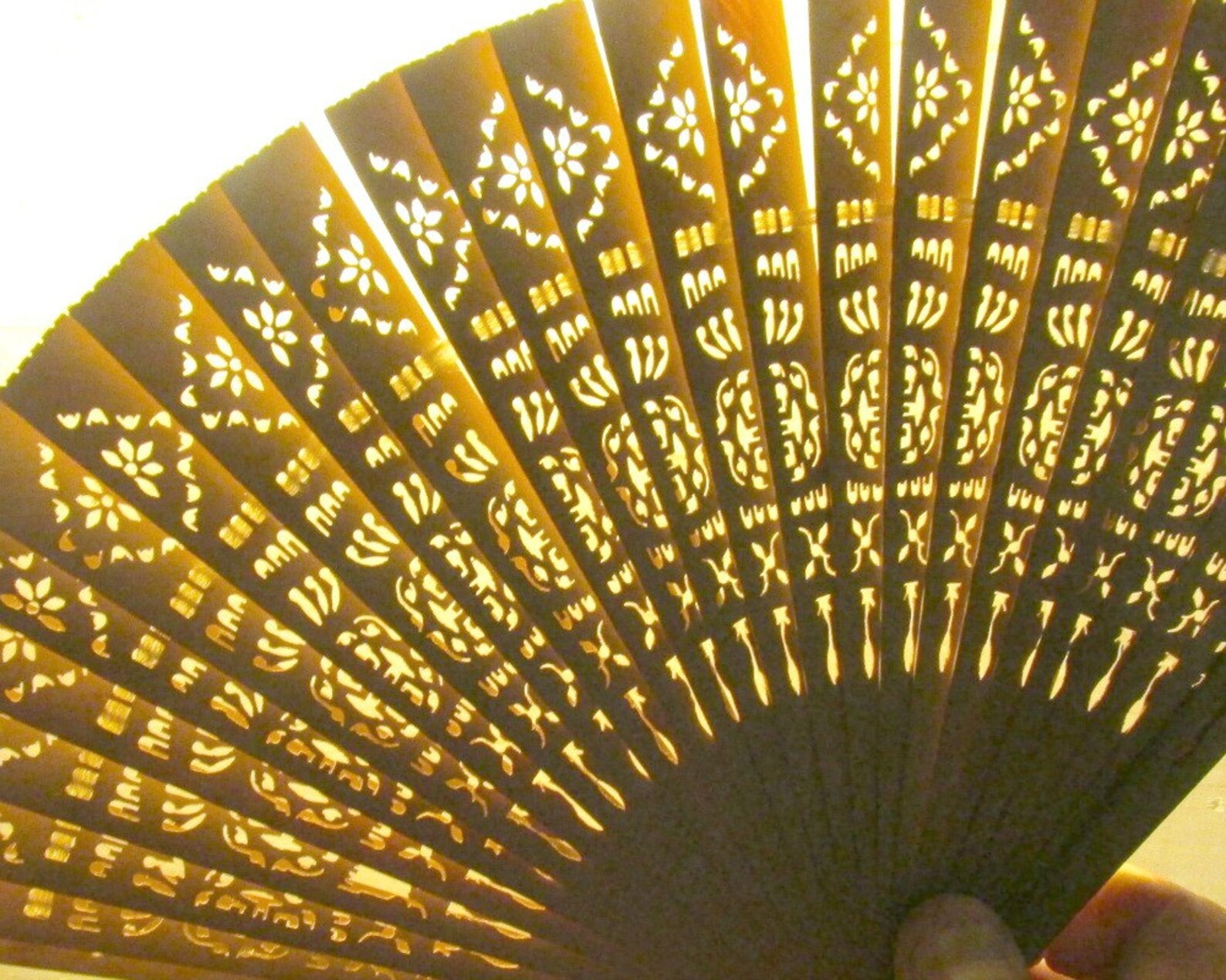 Vintage Hand Fan Bamboo Sticks Woven Ribbon Decorative Etsy