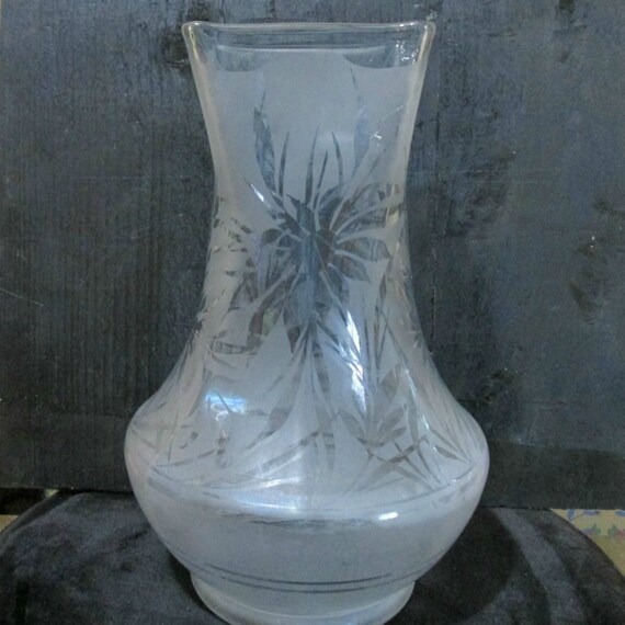 Unusual Glass Vase Vintage Frosted Glass Vase Hourglass Etsy