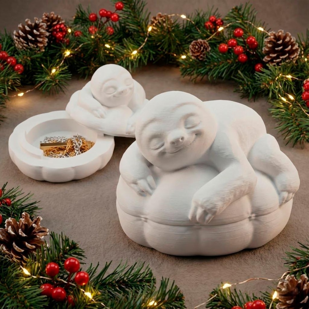 3D Printed Sleeping Sloth Box – Christmas Secret Stash (digital ...
