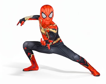 Kids Iron Spider-Man Halloween Costume Cosplay Jumpsuit