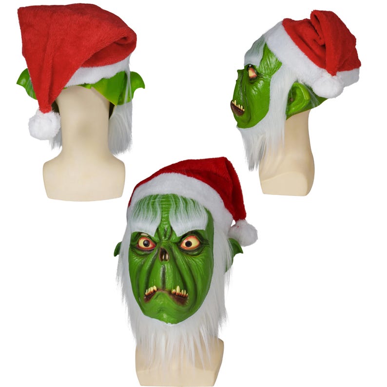 Grinch Adult Santa Costume Set | Funny Green Furry Christmas Cosplay Outfit for Men & Women image 17