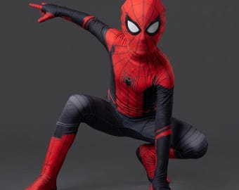 Barn Spindelhjälte 3D-kostym med mask | Pojkars superhjältejumpsuit | Halloween- och födelsedagspresent