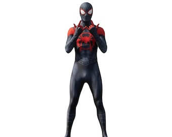 Svart Moral Spiderman-kostym | Vuxen superhjälte cosplay jumpsuit outfit