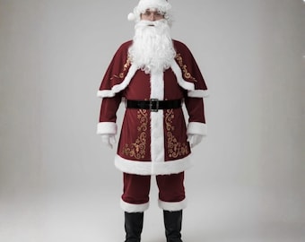 Velvet Santa Claus Costume for Adults | Deluxe Christmas Suit Outfit