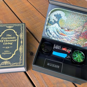 Discreet Book Stash Box with Rolling Tray, Smell Proof Jar, Grinder, Hidden Compartment