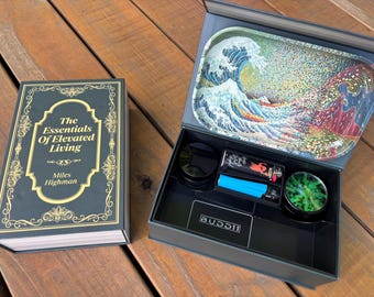 Boîte magnétique avec plateau à roulettes, bocal anti-odeurs, broyeur | boîte à fumée de stockage | cadeau pour fumeurs