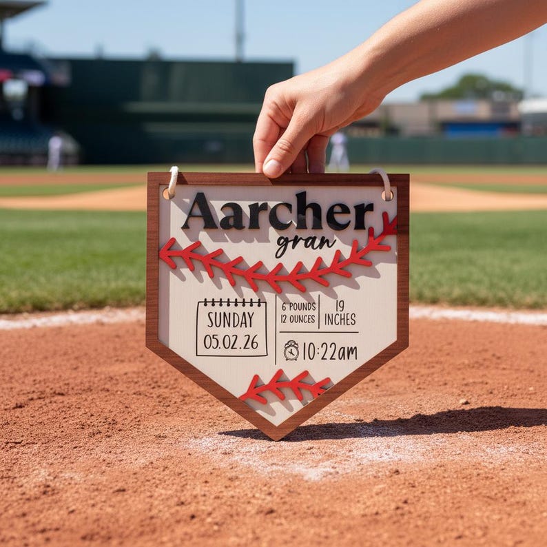 Custom Baseball Baby Birth Stats Sign, Personalized Sport Themed ...