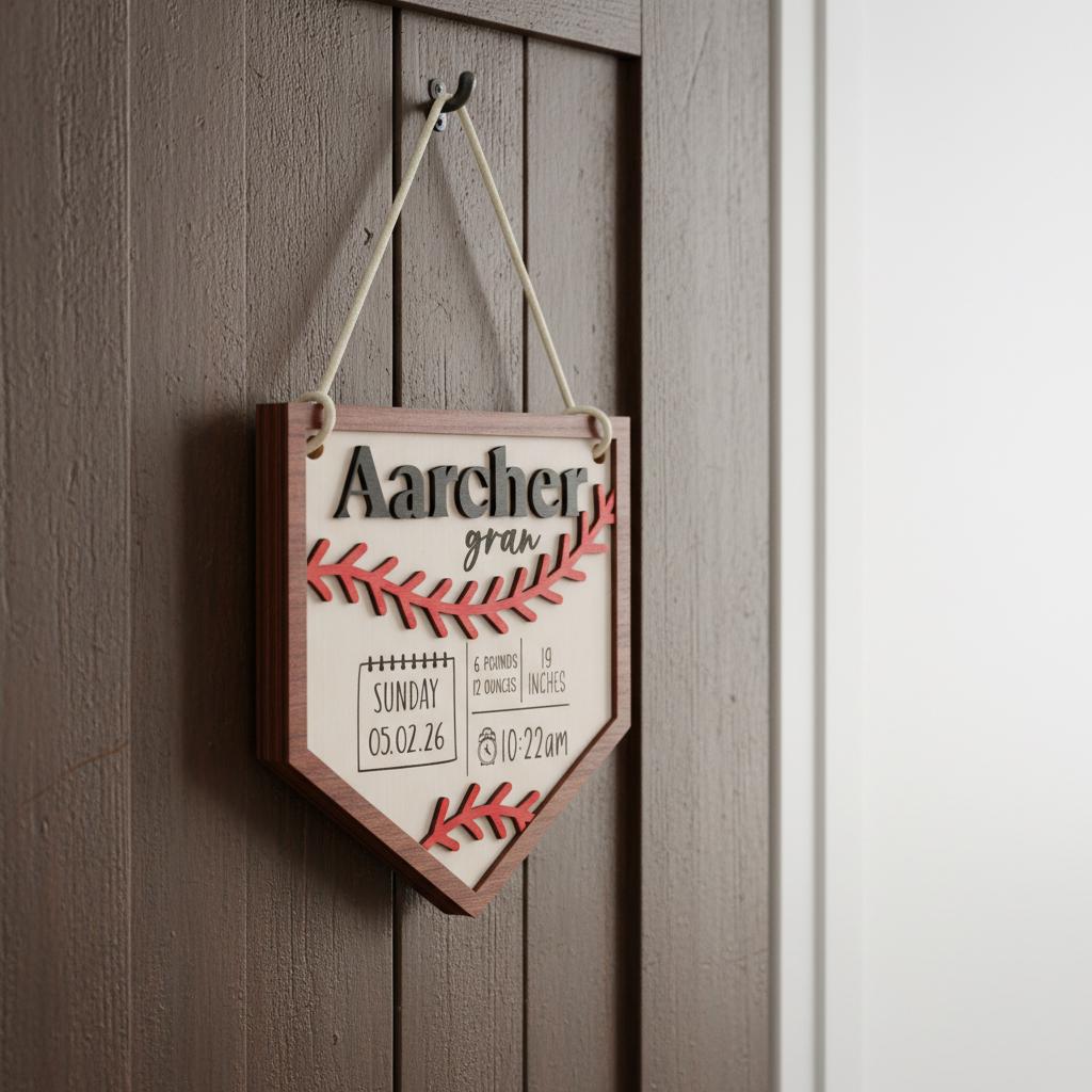 Custom Baseball Baby Birth Stats Sign, Personalized Sport Themed ...