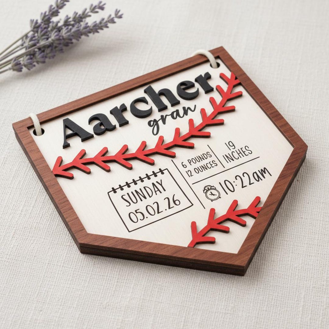 Custom Baseball Baby Birth Stats Sign, Personalized Sport Themed ...