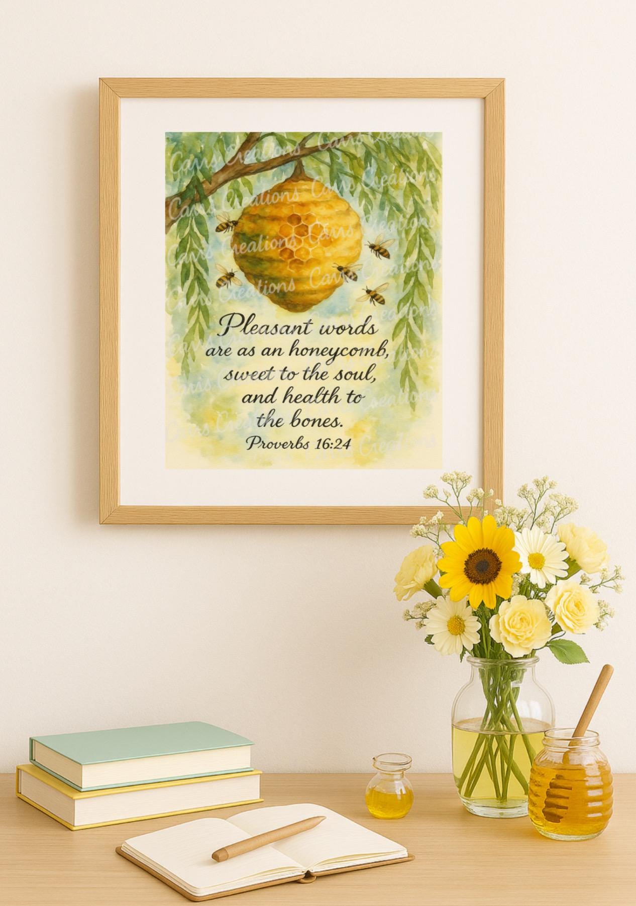 Bee Honeycomb KJV Verse Print - Proverbs 16:24 (digital Download) - Etsy